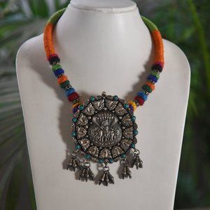 Handmade Exclusive Ethnic Tribal Krishna Necklace Silver Pendant Boho Gypsy Girl